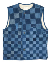 画像をギャラリービューアに読み込む, CHECKER FLAG Patchwork Denim Vest (One of a kind)