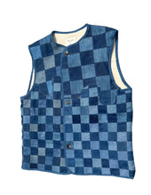 Load image into Gallery viewer, CHECKER FLAG Patchwork Denim Vest (One of a kind)
