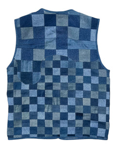 CHECKER FLAG Patchwork Denim Vest (One of a kind)