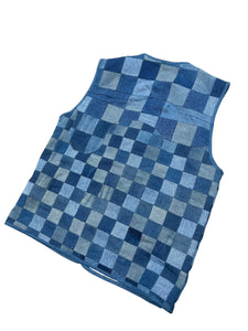 CHECKER FLAG Patchwork Denim Vest (One of a kind)