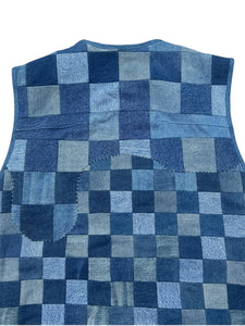 CHECKER FLAG Patchwork Denim Vest (One of a kind)