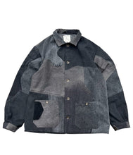 Load image into Gallery viewer, Hand-patched Black Denim Jacket (One of a kind)

