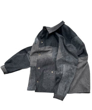 Load image into Gallery viewer, Hand-patched Black Denim Jacket (One of a kind)
